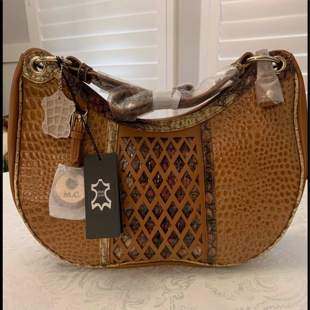 NWT M.C. Leather Bag with shoulder strap